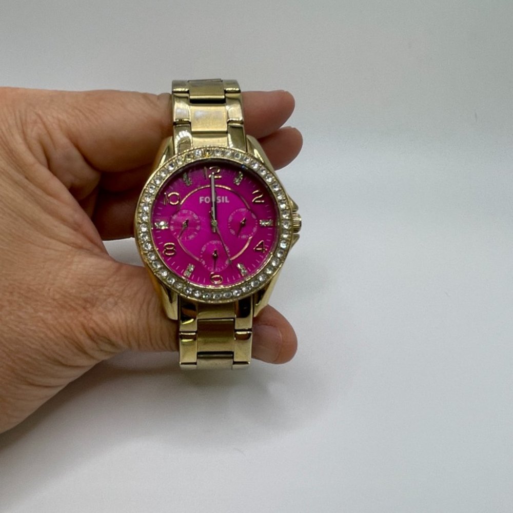 Gold and Pink Fossil Watch